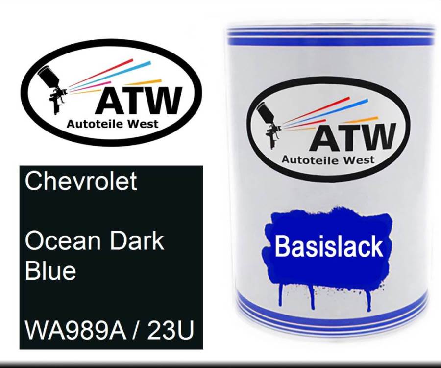 Chevrolet, Ocean Dark Blue, WA989A / 23U: 500ml Lackdose, von ATW Autoteile West.